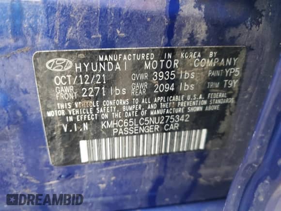 2022 Hyundai Ioniq Blue с VIN KMHC65LC5NU275342, выставлен на аукционе Copart как лот 86289065 с пробегом 188 735 миль миль и Списание • Salvage title. История ставок и продаж доступна на DreamBid. Изображение 12.