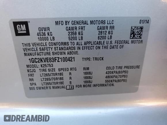 ✅ 2015 Chevrolet Silverado 2500HD LT • VIN: 1GC2KVE83FZ100421 • Лот: 48493505. Опубликован ранее на Copart с пробегом 91 181 миль. Бесплатный доступ к архиву аукционных продаж из США и подробный отчёт об истории автомобиля на DreamBid. Изображение 12.