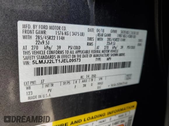 ✅ 2018 Lincoln Navigator Reserve • VIN: 5LMJJ2LT1JEL09573 • Лот: 62597694. Опубликован ранее на Copart с пробегом 92 886 миль. Бесплатный доступ к архиву аукционных продаж из США и подробный отчёт об истории автомобиля на DreamBid. Изображение 15.