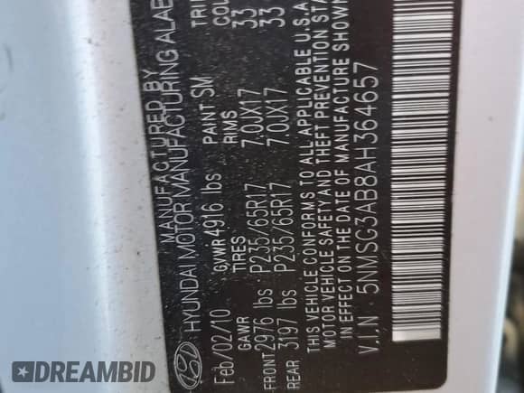 2010 Hyundai Santa Fe GLS с VIN 5NMSG3AB8AH364657, выставлен на аукционе Copart как лот 75076234 с пробегом 158 578 миль миль и Чистый • Clean title. История ставок и продаж доступна на DreamBid. Изображение 13.