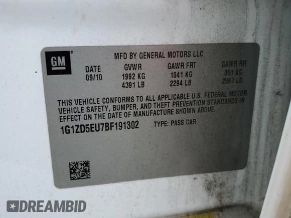 ✅ 2011 Chevrolet Malibu 2LT • VIN: 1G1ZD5EU7BF191302 • Lot: 68669904. Listed on Copart with 142,536 mi. Free auction sales archive from the USA and detailed vehicle history report at DreamBid. Image 13.