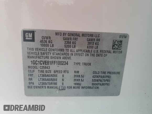 ✅ 2015 Chevrolet Silverado 2500HD LT • VIN: 1GC1CVE81FF100234 • Lot: 69316554. Listed on Copart with 195,795 mi. Free auction sales archive from the USA and detailed vehicle history report at DreamBid. Image 12.