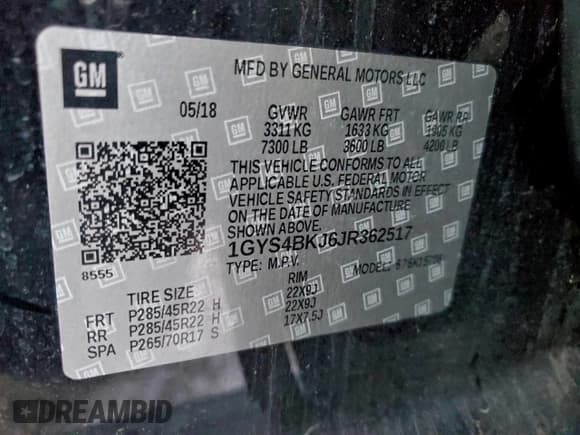 ✅ 2018 Cadillac Escalade Luxury • VIN: 1GYS4BKJ6JR362517 • Lot: 95839795. Listed on Copart with 91,783 mi. Free auction sales archive from the USA and detailed vehicle history report at DreamBid. Image 12.