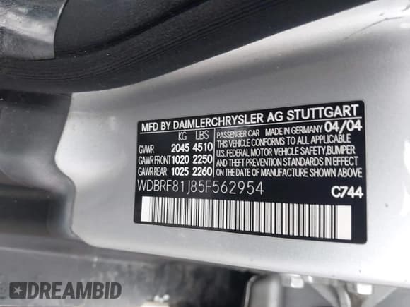 ✅ 2005 Mercedes-Benz C 240 • VIN: WDBRF81J85F562954 • Lot: 42218797. Listed on IAAI with Not provided. Free auction sales archive from the USA and detailed vehicle history report at DreamBid. Image 9.