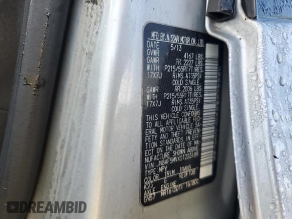 ✅ 2013 Nissan Juke SL • VIN: JN8AF5MVXDT223189 • Lot: 84377495. Listed on Copart with Not provided. Free auction sales archive from the USA and detailed vehicle history report at DreamBid. Image 13.