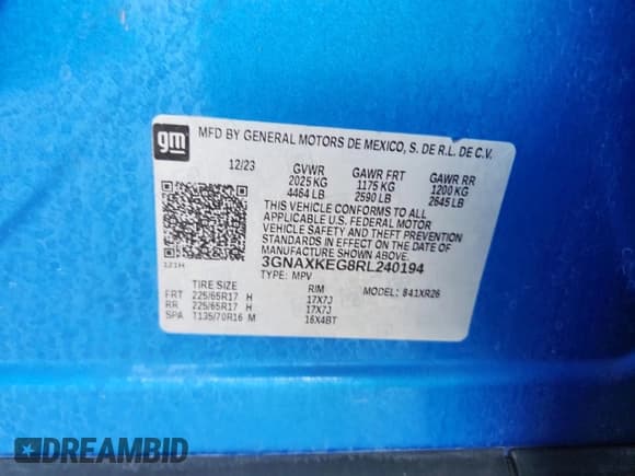 ✅ 2024 Chevrolet Equinox LT • VIN: 3GNAXKEG8RL240194 • Lot: 82326285. Wystawiony na Copart z przebiegiem 41 736 mil. Bezpłatny archiwum sprzedaży aukcyjnych z USA i szczegółowy raport historii pojazdu na DreamBid. Zdjęcie 13.