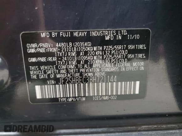 ✅ 2011 Subaru Forester X Limited • VIN: JF2SHBEC3BH721144 • Lot: 93126845. Listed on Copart with 158,599 mi. Free auction sales archive from the USA and detailed vehicle history report at DreamBid. Image 13.