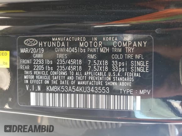 ✅ 2019 Hyundai Kona Ultimate • VIN: KM8K53A54KU343553 • Лот: 91288755. Опубликован ранее на Copart с пробегом 69 469 миль. Бесплатный доступ к архиву аукционных продаж из США и подробный отчёт об истории автомобиля на DreamBid. Изображение 14.