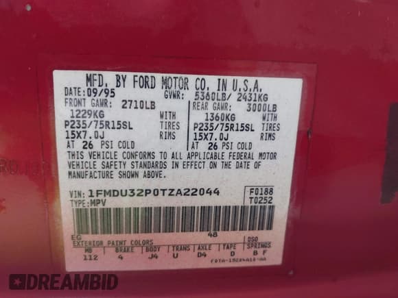 ✅ 1996 Ford Explorer XLT • VIN: 1FMDU32P0TZA22044 • Лот: 40219133. Опубликован ранее на IAAI с пробегом 297 935 миль. Бесплатный доступ к архиву аукционных продаж из США и подробный отчёт об истории автомобиля на DreamBid. Изображение 9.