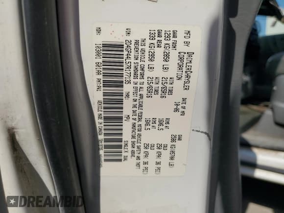 ✅ 2007 Dodge Grand Caravan SXT • VIN: 2D4GP44L57R177135 • Лот: 87259125. Опубликован ранее на Copart с пробегом 71 865 миль. Бесплатный доступ к архиву аукционных продаж из США и подробный отчёт об истории автомобиля на DreamBid. Изображение 13.