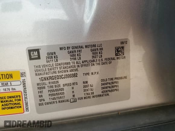 ✅ 2012 Chevrolet Traverse 1LT • VIN: 1GNKRGED3CJ399382 • Лот: 71066525. Опубликован ранее на Copart с пробегом 130 239 миль. Бесплатный доступ к архиву аукционных продаж из США и подробный отчёт об истории автомобиля на DreamBid. Изображение 13.