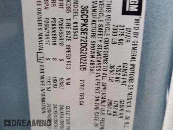 ✅ 2013 Chevrolet Silverado 1500 LT • VIN: 3GCPKSE72DG202205 • Lot: 91769735. Listed on Copart with 159,160 mi. Free auction sales archive from the USA and detailed vehicle history report at DreamBid. Image 12.