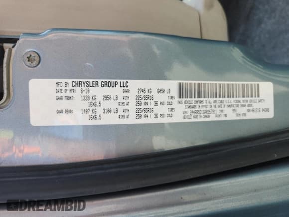 ✅ 2010 Chrysler Town & Country Touring • VIN: 2A4RR5D16AR357911 • Lot: 83837425. Wystawiony na Copart z przebiegiem 244 447 mil. Bezpłatny archiwum sprzedaży aukcyjnych z USA i szczegółowy raport historii pojazdu na DreamBid. Zdjęcie 13.