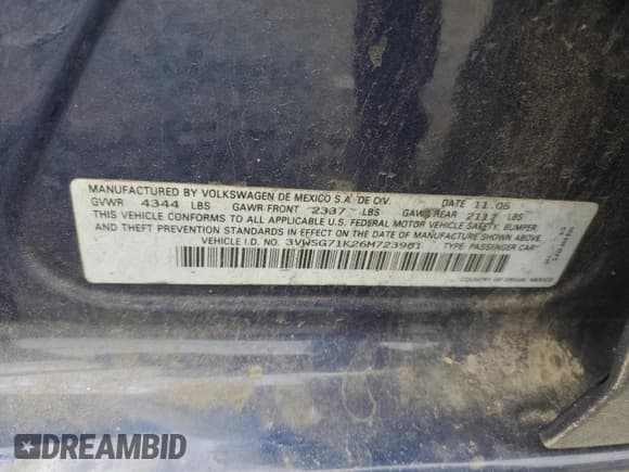 ✅ 2006 Volkswagen Jetta 2.5L • VIN: 3VWSG71K26M723901 • Лот: 54797055. Опубликован ранее на Copart с пробегом 116 091 миль. Бесплатный доступ к архиву аукционных продаж из США и подробный отчёт об истории автомобиля на DreamBid. Изображение 12.