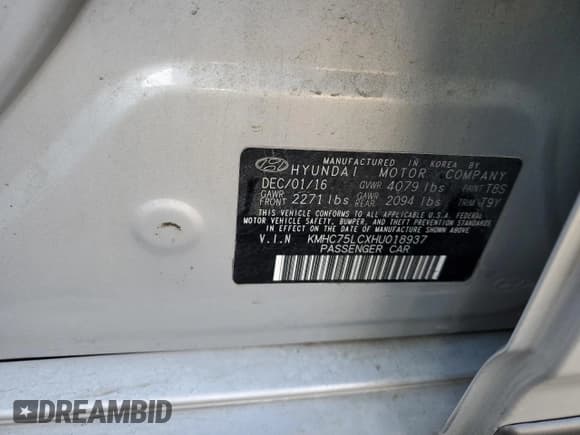 ✅ 2017 Hyundai Ioniq SEL • VIN: KMHC75LCXHU018937 • Lot: 84995464. Wystawiony na Copart z przebiegiem 126 791 mil. Bezpłatny archiwum sprzedaży aukcyjnych z USA i szczegółowy raport historii pojazdu na DreamBid. Zdjęcie 12.