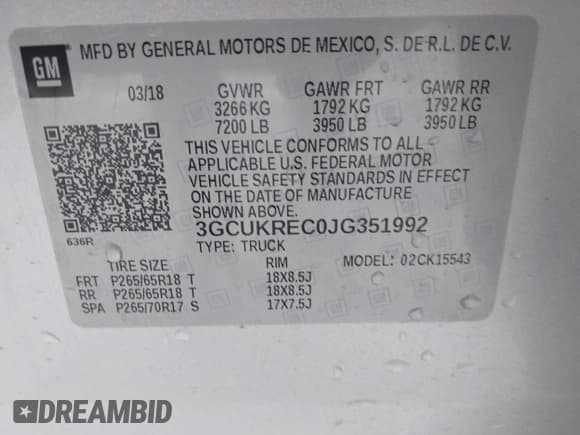 ✅ 2018 Chevrolet Silverado 1500 LT • VIN: 3GCUKREC0JG351992 • Lot: 43759763. Wystawiony na IAAI z przebiegiem 108 852 mil. Bezpłatny archiwum sprzedaży aukcyjnych z USA i szczegółowy raport historii pojazdu na DreamBid. Zdjęcie 9.