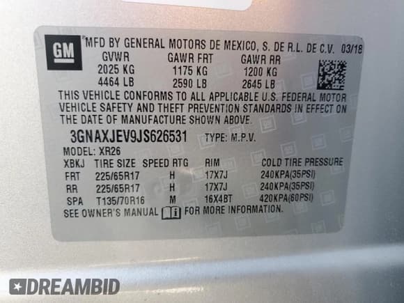 ✅ 2018 Chevrolet Equinox LT • VIN: 3GNAXJEV9JS626531 • Lot: 87116065. Wystawiony na Copart z przebiegiem 107 483 mil. Bezpłatny archiwum sprzedaży aukcyjnych z USA i szczegółowy raport historii pojazdu na DreamBid. Zdjęcie 13.