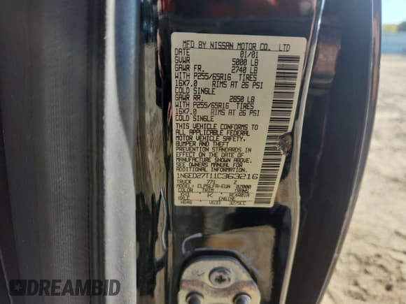 ✅ 2001 Nissan Frontier SE • VIN: 1N6ED27T11C363216 • Lot: 90917905. Listed on Copart with 227,719 mi. Free auction sales archive from the USA and detailed vehicle history report at DreamBid. Image 12.