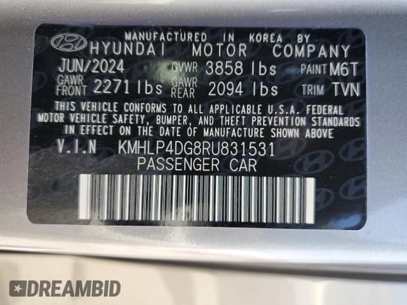 ✅ 2024 Hyundai Elantra Limited • VIN: KMHLP4DG8RU831531 • Лот: 80171555. Опубликован ранее на Copart с пробегом 5 056 миль. Бесплатный доступ к архиву аукционных продаж из США и подробный отчёт об истории автомобиля на DreamBid. Изображение 12.