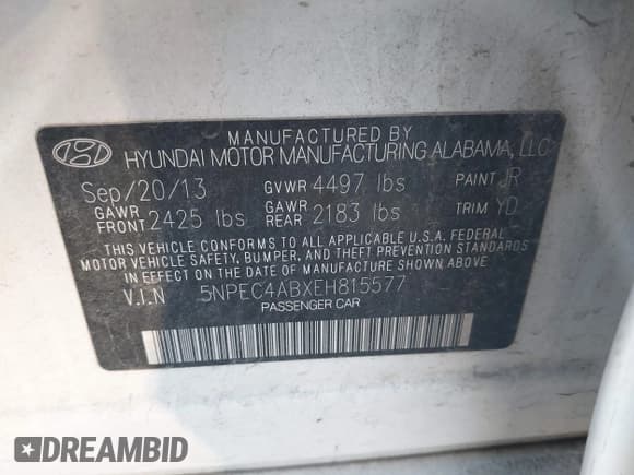 ✅ 2014 Hyundai Sonata Limited • VIN: 5NPEC4ABXEH815577 • Лот: 43687778. Опубликован ранее на IAAI с пробегом 197 637 миль. Бесплатный доступ к архиву аукционных продаж из США и подробный отчёт об истории автомобиля на DreamBid. Изображение 9.