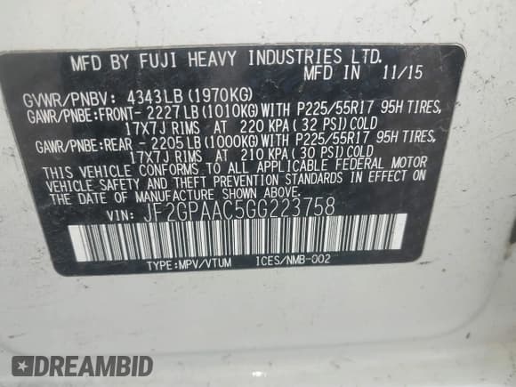 ✅ 2016 Subaru Crosstrek • VIN: JF2GPAAC5GG223758 • Лот: 42803443. Опубликован ранее на IAAI с пробегом 122 772 миль. Бесплатный доступ к архиву аукционных продаж из США и подробный отчёт об истории автомобиля на DreamBid. Изображение 9.