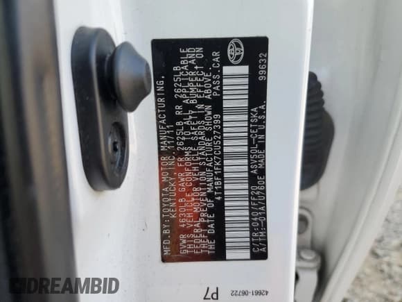 ✅ 2012 Toyota Camry SE • VIN: 4T1BF1FK7CU527399 • Лот: 91246235. Опубликован ранее на Copart с пробегом 105 510 миль. Бесплатный доступ к архиву аукционных продаж из США и подробный отчёт об истории автомобиля на DreamBid. Изображение 12.