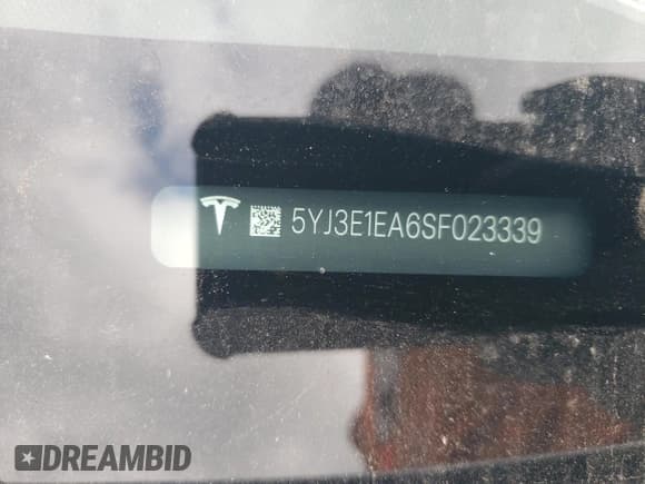 ✅ 2025 Tesla Model 3 Long Range • VIN: 5YJ3E1EA6SF023339 • Lot: 90994065. Listed on Copart with 15,832 mi. Free auction sales archive from the USA and detailed vehicle history report at DreamBid. Image 12.