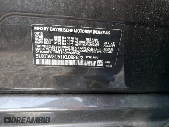 ✅ 2019 BMW X7 xDrive40i • VIN: 5UXCW2C51KL088622 • Lot: 67196892. Listed on Copart with 38,375 mi. Free auction sales archive from the USA and detailed vehicle history report at DreamBid. Image 10.