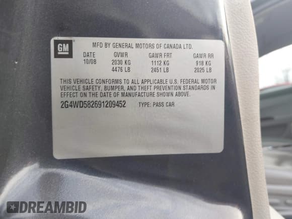 ✅ 2009 Buick LaCrosse CXL • VIN: 2G4WD582691209452 • Лот: 43712782. Опубликован ранее на IAAI с пробегом 58 670 миль. Бесплатный доступ к архиву аукционных продаж из США и подробный отчёт об истории автомобиля на DreamBid. Изображение 9.