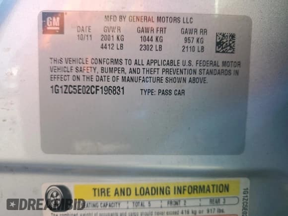 ✅ 2012 Chevrolet Malibu 1LT • VIN: 1G1ZC5E02CF196831 • Lot: 89500935. Wystawiony na Copart z przebiegiem 268 714 mil. Bezpłatny archiwum sprzedaży aukcyjnych z USA i szczegółowy raport historii pojazdu na DreamBid. Zdjęcie 12.