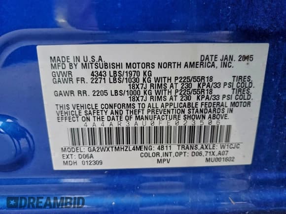 ✅ 2015 Mitsubishi Outlander ES • VIN: 4A4AR3AU0FE023506 • Лот: 93947725. Опубликован ранее на Copart с пробегом 118 900 миль. Бесплатный доступ к архиву аукционных продаж из США и подробный отчёт об истории автомобиля на DreamBid. Изображение 13.