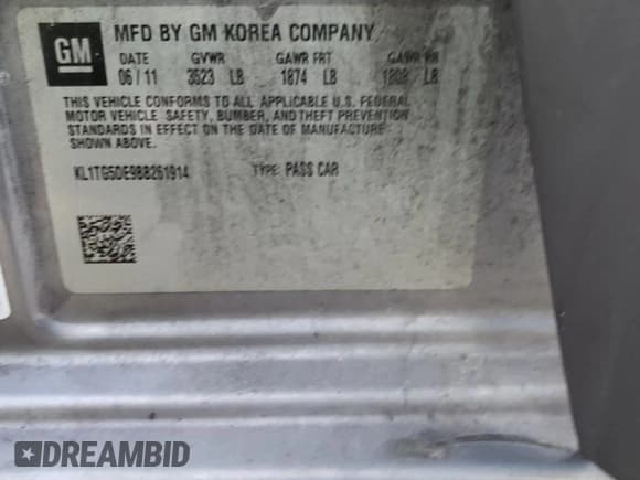 ✅ 2011 Chevrolet Aveo 2LT • VIN: KL1TG5DE9BB261914 • Лот: 50935095. Опубликован ранее на Copart с пробегом 119 643 миль. Бесплатный доступ к архиву аукционных продаж из США и подробный отчёт об истории автомобиля на DreamBid. Изображение 14.