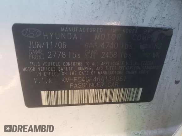 2006 Hyundai Azera SE z VIN KMHFC46F46A134061, wystawiony jako Copart lot #87227344 z przebiegiem 224 496 mil mil oraz Szkoda całkowita • Salvage title. Historia ofert i sprzedaży dostępna na DreamBid. Obrazek 12.