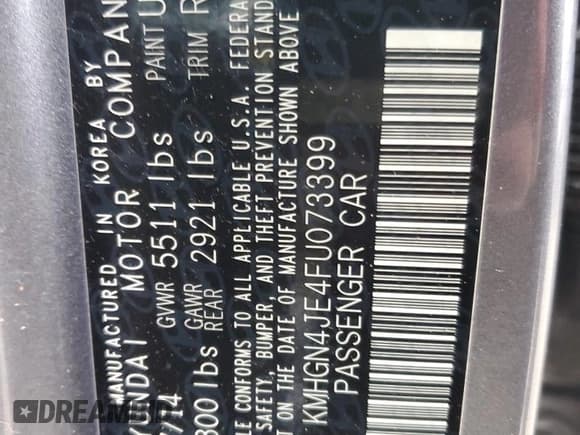 ✅ 2015 Hyundai Genesis 3.8L • VIN: KMHGN4JE4FU073399 • Lot: 86023994. Wystawiony na Copart z przebiegiem 55 820 mil. Bezpłatny archiwum sprzedaży aukcyjnych z USA i szczegółowy raport historii pojazdu na DreamBid. Zdjęcie 12.