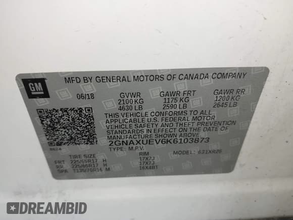 ✅ 2019 Chevrolet Equinox LT • VIN: 2GNAXUEV6K6103873 • Лот: 43160940. Опубликован ранее на IAAI с пробегом 122 383 миль. Бесплатный доступ к архиву аукционных продаж из США и подробный отчёт об истории автомобиля на DreamBid. Изображение 9.