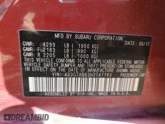 ✅ 2017 Subaru Impreza Premium • VIN: 4S3GTAB63H3747762 • Lot: 84942225. Wystawiony na Copart z przebiegiem 87 100 mil. Bezpłatny archiwum sprzedaży aukcyjnych z USA i szczegółowy raport historii pojazdu na DreamBid. Zdjęcie 12.