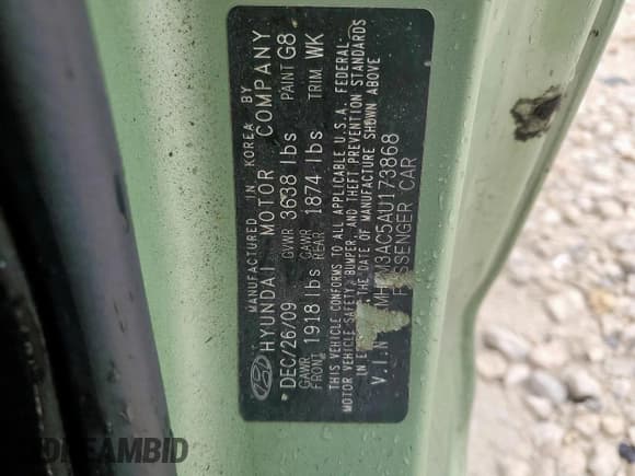 ✅ 2010 Hyundai Accent GS • VIN: KMHCM3AC5AU173868 • Lot: 63679405. Wystawiony na Copart z przebiegiem 120 708 mil. Bezpłatny archiwum sprzedaży aukcyjnych z USA i szczegółowy raport historii pojazdu na DreamBid. Zdjęcie 12.