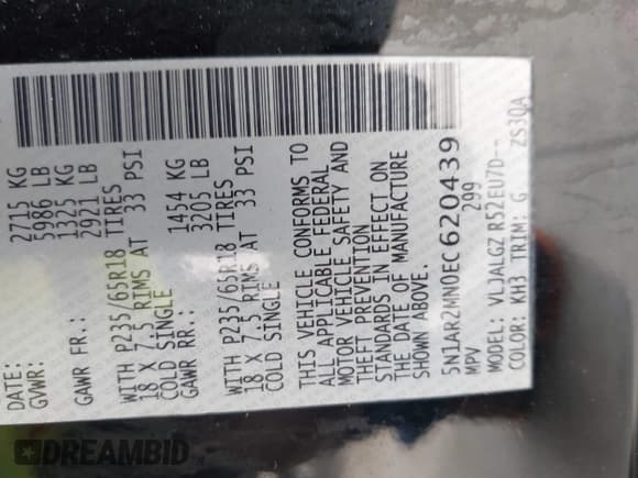 ✅ 2014 Nissan Pathfinder SV • VIN: 5N1AR2MN0EC620439 • Lot: 42052681. Listed on IAAI with 187,734 mi. Free auction sales archive from the USA and detailed vehicle history report at DreamBid. Image 9.