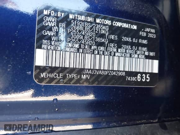 2023 Mitsubishi Outlander SEL с VIN JA4J3VA80PZ042908, выставлен на аукционе IAAI как лот 42528634 с пробегом 18 916 миль миль и . История ставок и продаж доступна на DreamBid. Изображение 9.