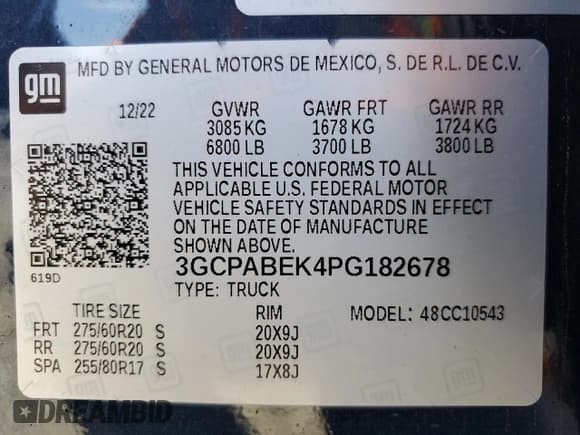 ✅ 2023 Chevrolet Silverado 1500 Custom • VIN: 3GCPABEK4PG182678 • Лот: 63836765. Опубликован ранее на Copart с пробегом 45 998 миль. Бесплатный доступ к архиву аукционных продаж из США и подробный отчёт об истории автомобиля на DreamBid. Изображение 13.