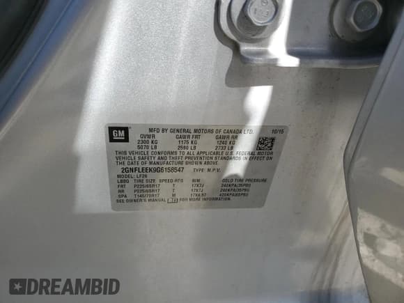 ✅ 2016 Chevrolet Equinox LS • VIN: 2GNFLEEK9G6158547 • Лот: 85897955. Опубликован ранее на Copart с пробегом 161 922 миль. Бесплатный доступ к архиву аукционных продаж из США и подробный отчёт об истории автомобиля на DreamBid. Изображение 12.