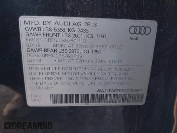 ✅ 2014 Audi Q5 Premium Plus • VIN: WA1LFAFP9EA030552 • Lot: 43928757. Listed on IAAI with 259,736 mi. Free auction sales archive from the USA and detailed vehicle history report at DreamBid. Image 9.