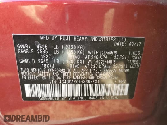 ✅ 2017 Subaru Outback Limited • VIN: 4S4BSAKC4H3367831 • Лот: 90463795. Опубликован ранее на Copart с пробегом 209 256 миль. Бесплатный доступ к архиву аукционных продаж из США и подробный отчёт об истории автомобиля на DreamBid. Изображение 13.