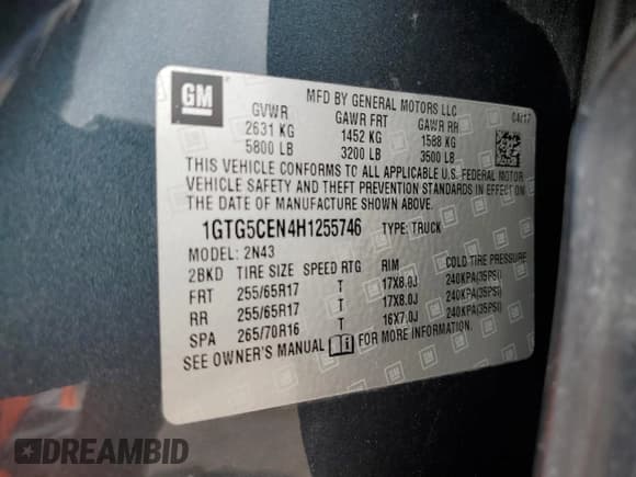 ✅ 2017 GMC Canyon 2WD SLE • VIN: 1GTG5CEN4H1255746 • Лот: 49965445. Опубликован ранее на Copart с пробегом 120 202 миль. Бесплатный доступ к архиву аукционных продаж из США и подробный отчёт об истории автомобиля на DreamBid. Изображение 12.