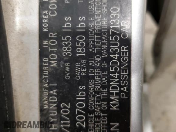 ✅ 2003 Hyundai Elantra GLS • VIN: KMHDN45D43U571330 • Lot: 42688575. Wystawiony na Copart z przebiegiem 150 580 mil. Bezpłatny archiwum sprzedaży aukcyjnych z USA i szczegółowy raport historii pojazdu na DreamBid. Zdjęcie 12.