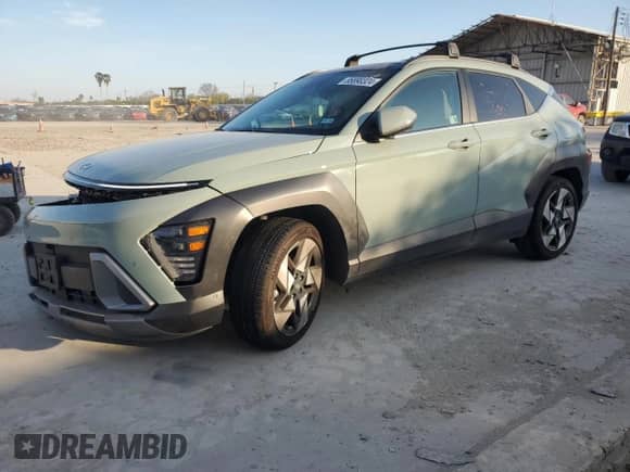 2024 Hyundai Kona Limited with VIN KM8HE3A39RU176030, listed as a Copart auction lot 85890324 with 3,140 mi miles and Salvage title. Bid and sale history available at DreamBid. Image 1.