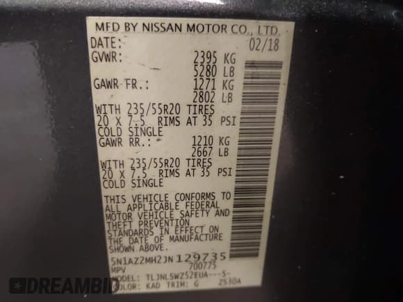 ✅ 2018 Nissan Murano SV • VIN: 5N1AZ2MH2JN129735 • Лот: 42392601. Опубликован ранее на IAAI с пробегом 74 789 миль. Бесплатный доступ к архиву аукционных продаж из США и подробный отчёт об истории автомобиля на DreamBid. Изображение 9.