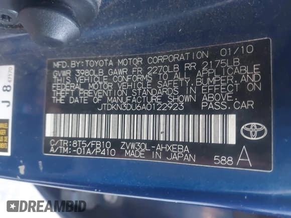 ✅ 2010 Toyota Prius IV • VIN: JTDKN3DU6A0122923 • Lot: 43546507. Listed on IAAI with 541,234 mi. Free auction sales archive from the USA and detailed vehicle history report at DreamBid. Image 9.