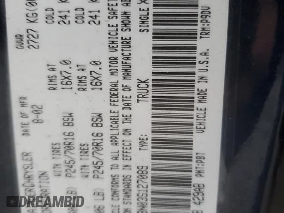 ✅ 2003 Dodge Dakota SLT • VIN: 1D7HG48N03S127089 • Lot: 83116764. Wystawiony na Copart z przebiegiem 173 802 mil. Bezpłatny archiwum sprzedaży aukcyjnych z USA i szczegółowy raport historii pojazdu na DreamBid. Zdjęcie 12.