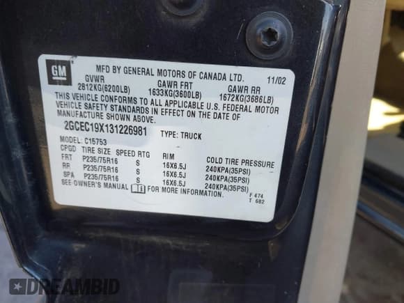 ✅ 2003 Chevrolet Silverado 1500 LS • VIN: 2GCEC19X131226981 • Lot: 43626701. Listed on IAAI with 202,739 mi. Free auction sales archive from the USA and detailed vehicle history report at DreamBid. Image 9.